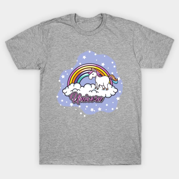 Cute Little Unicorn & Rainbow On Cloud T-Shirt by Vegan Squad